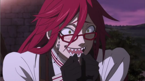 Grell Sutcliff from Kuroshitsuji (Black Butler) has a cute anime smile!