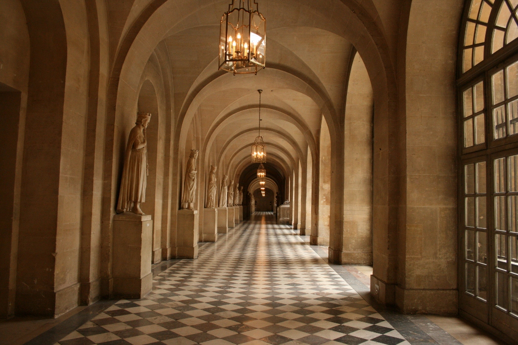 castle hallway with door