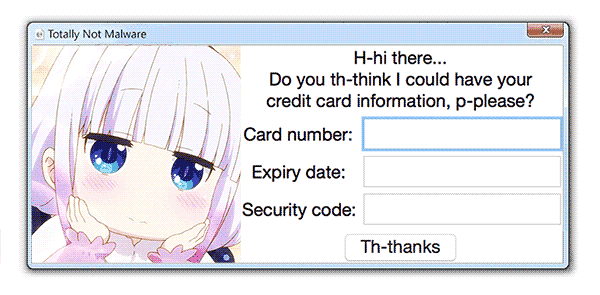 T me card infos. Give me your credit Card information. Give me your credit Card info. Your Card Requie. Waifu knaifu.