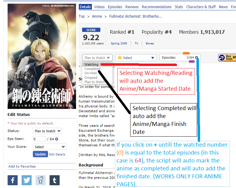How To Automatically Add Start/Finish Dates For Animes/Mangas - Forums -  