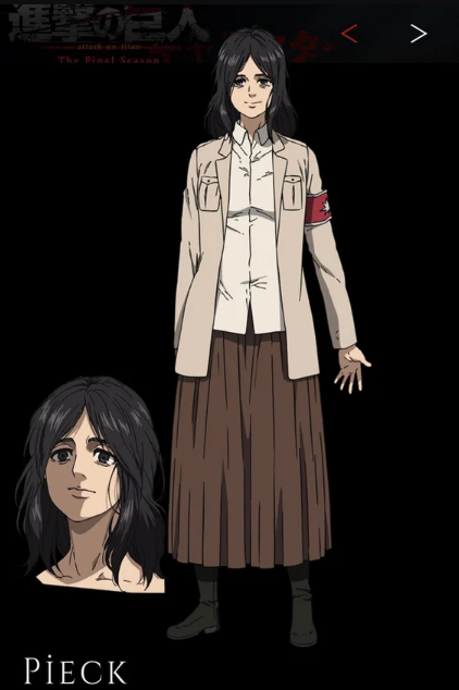 Featured image of post Attack On Titan Pieck Anime - It features similar circumstances and characteristics.