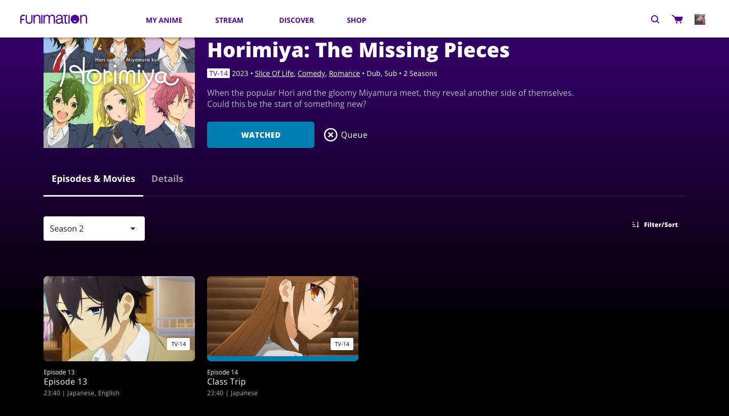 Horimiya – The Missing Pieces Streaming: Watch & Stream via Hulu
