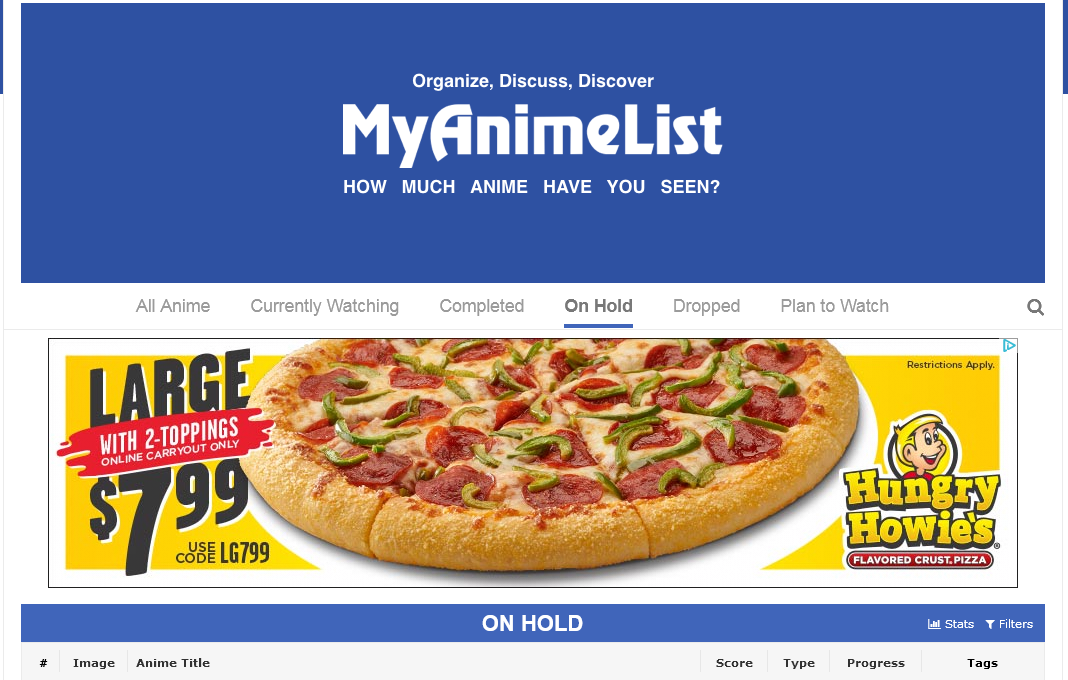 MAL myanimelist huge banner at the top of the page - Ad-Blocking