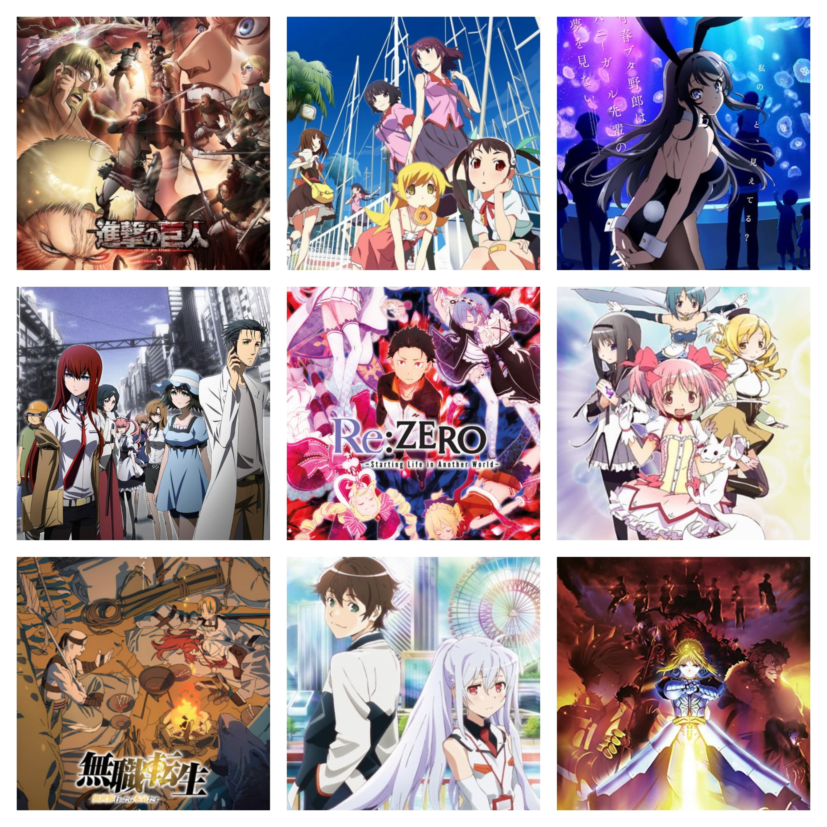 My anime 3x3, the middle one is the GOAT : r/MyAnimeList
