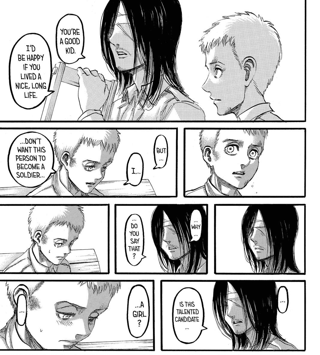 Eren has grown up, the joke that he&apos;s non-romancable on longer stands....