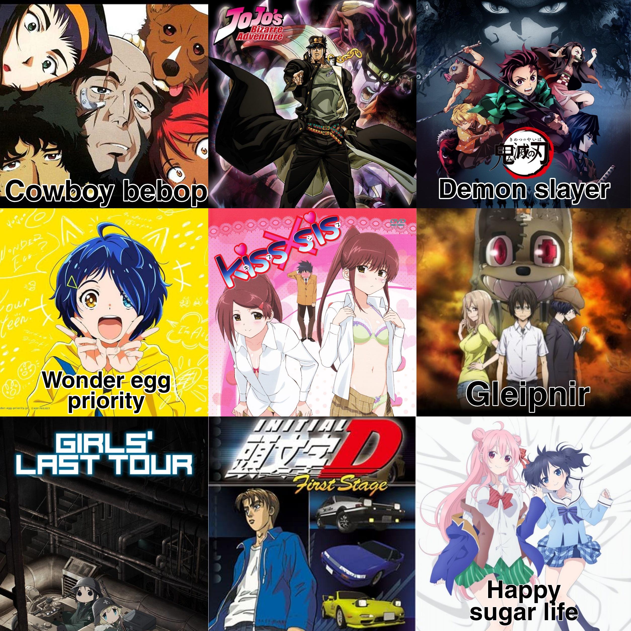 My current 3x3 of anime that live rent free in my head : r/MyAnimeList