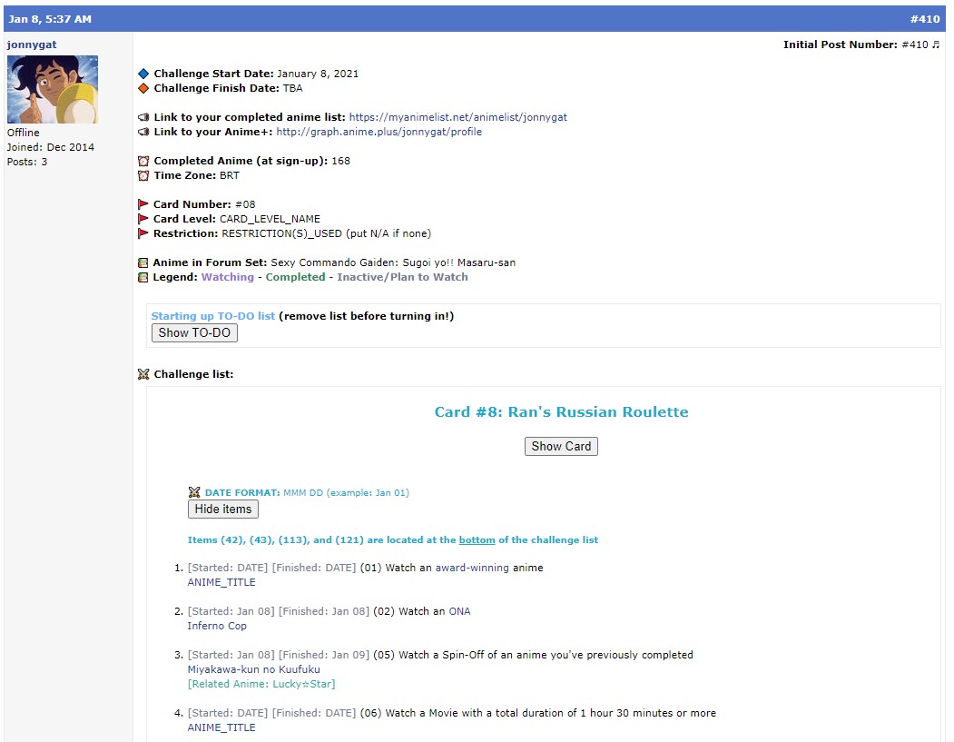 2021 Anime Watching Challenge Sign Up Open Until Nov 30 600 Forums Myanimelist Net