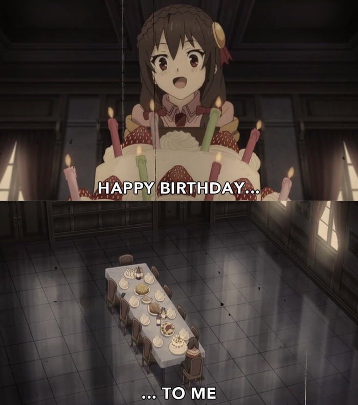 Anime characters celebrating a birthday
