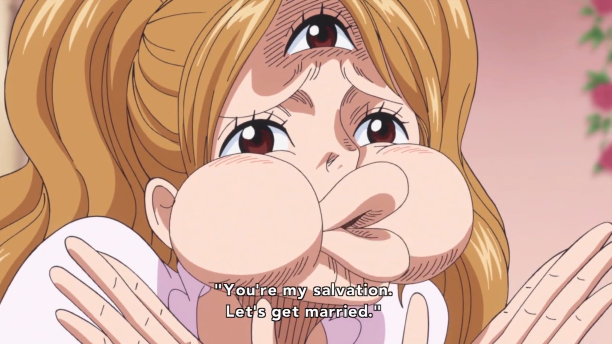 Let's get married! Sanji hugs Pudding - One Piece 810 