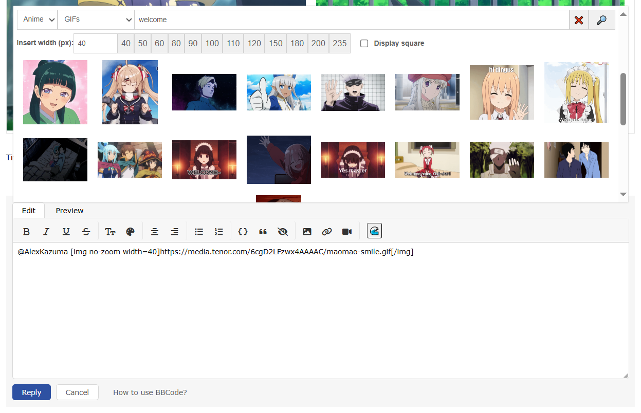 🌊 GIF & sticker insertion button - Forums - MyAnimeList.net