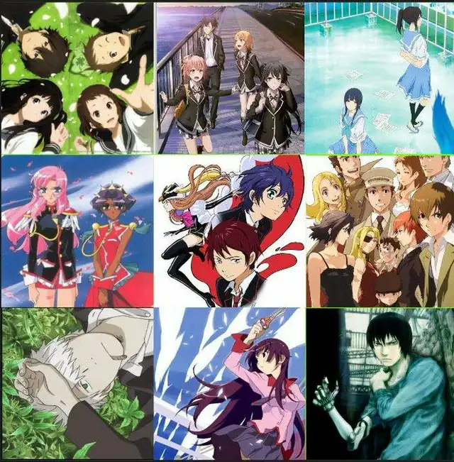 3X3 Favorite anime characters (no game/visual novel to anime