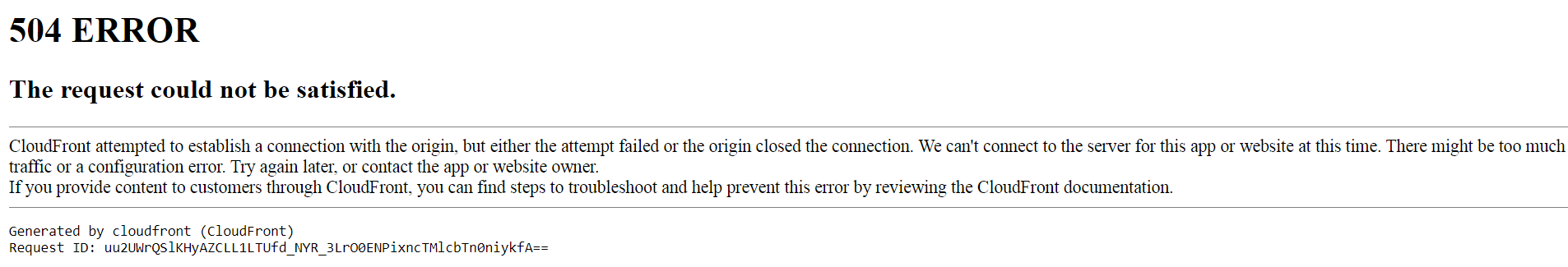 Скриншот ошибки 503 Amazon. Request Error перевод. 503 Ошибка сервера что это. Amazon cloudfront Error.