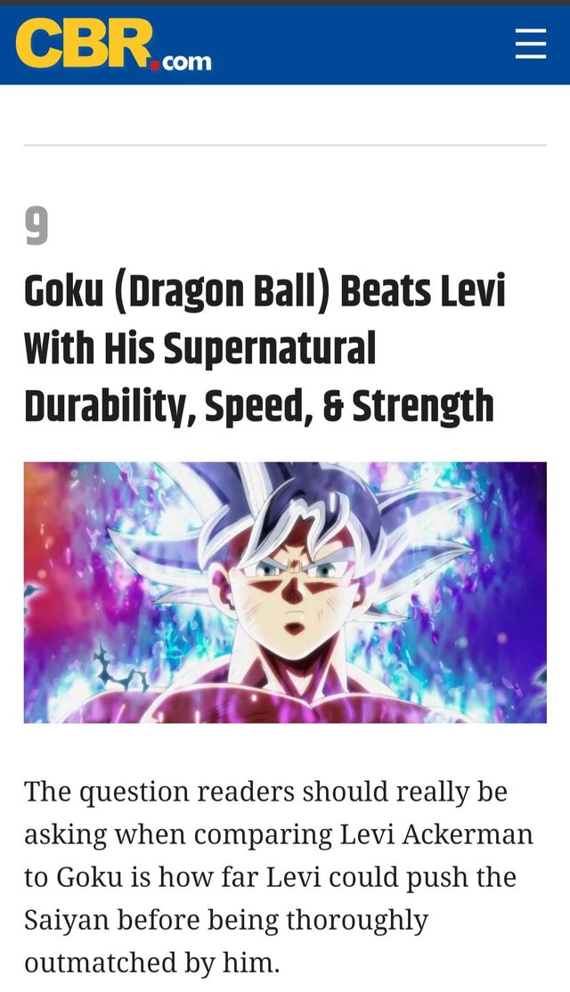  ¿Podrá Levi vencer a Goku?  (