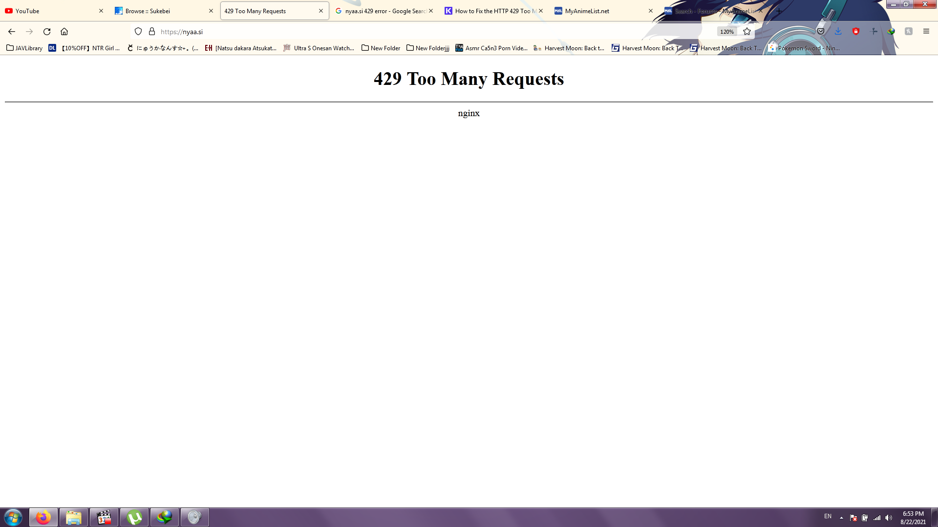 429 error on nyaa.si - Forums - MyAnimeList.net