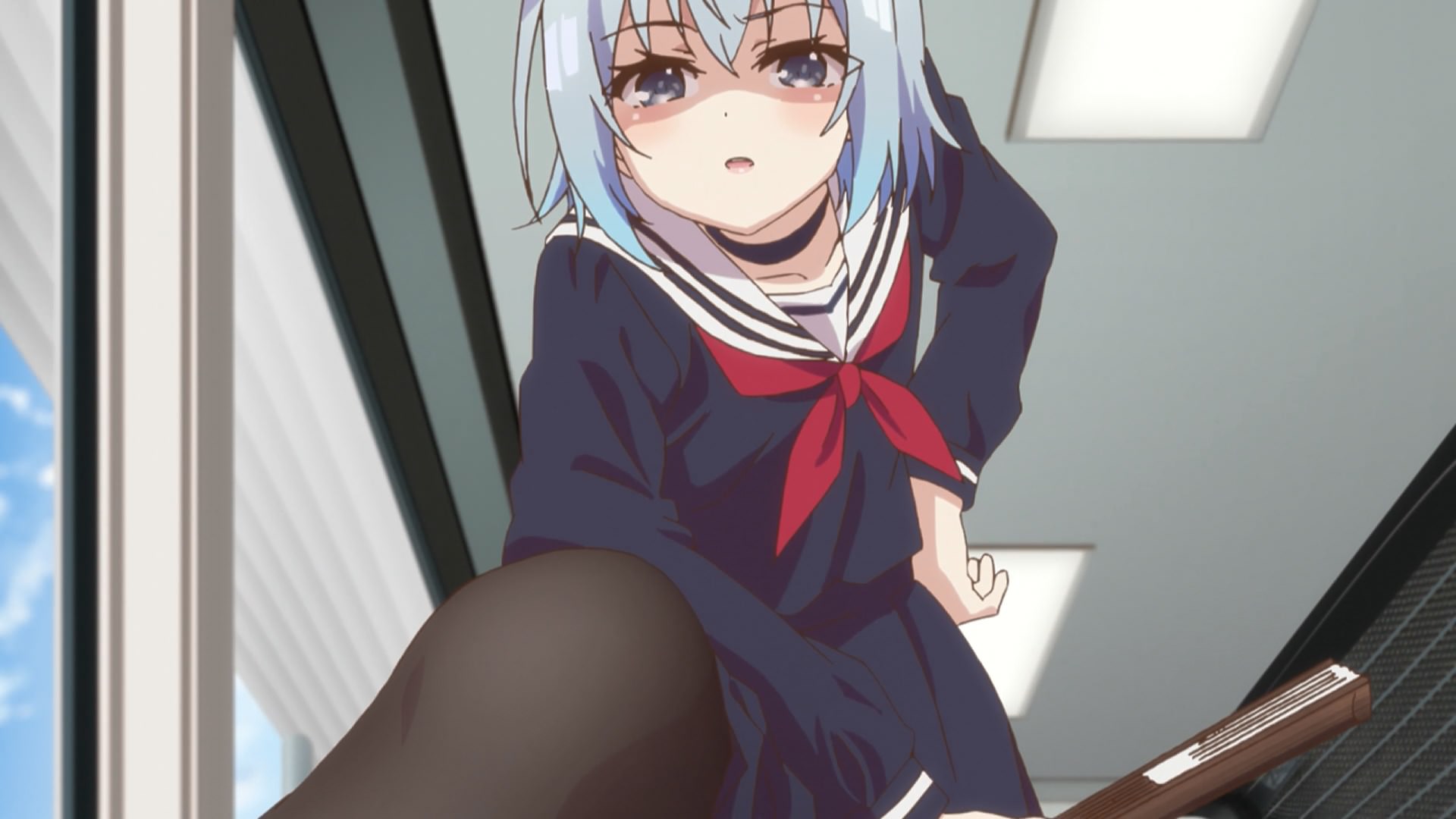 Images Of Anime Girl Sitting Down Looking Up. 