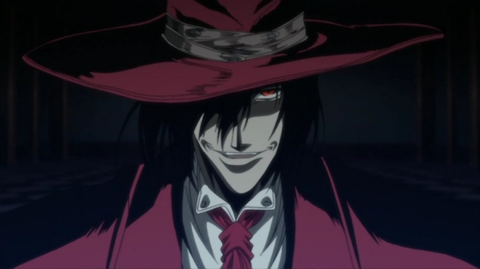 Anime villain with a campaign hat and a menacing smile