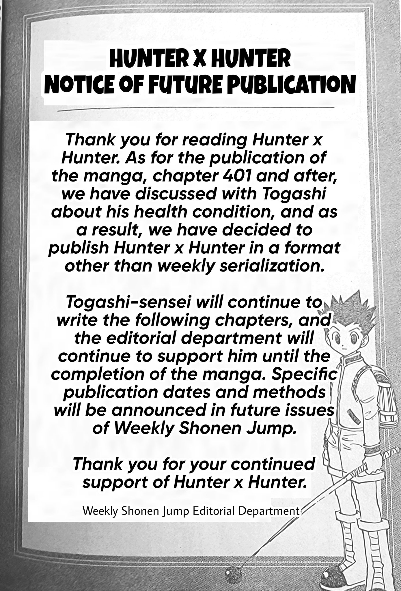 For people who avoids reading hxh manga because Togashi's art is