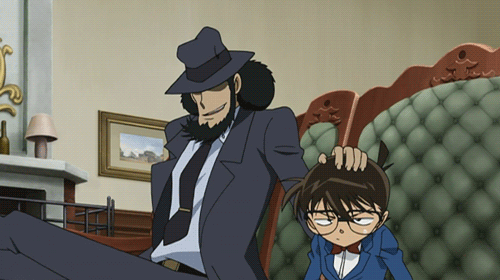 Daisuke Jigen patting Conan Edogawa on the head, Lupin III vs. Detective Conan: The Movie