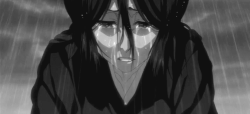 Rukia Kuchiki crying in desperation while it's raining, Bleach