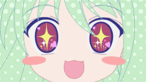 anime girl with green hair wink
