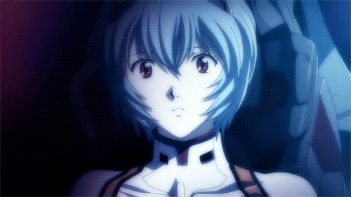 Rei Ayanami from Neon Genesis Evangelion has a cute anime smile!