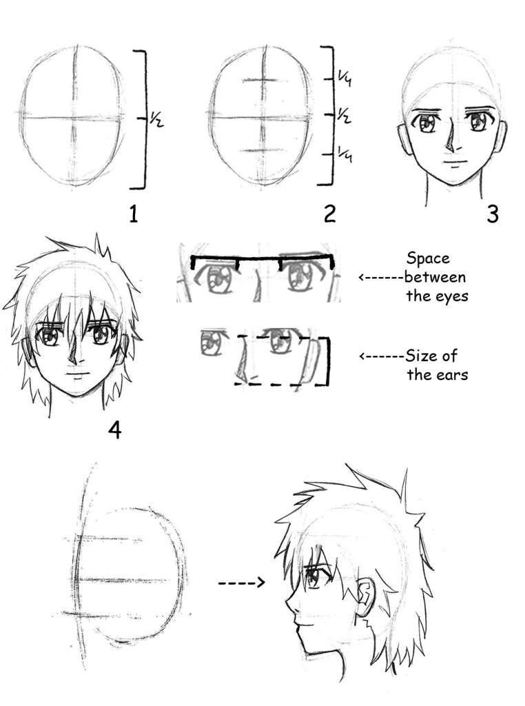 how to draw a anime face male