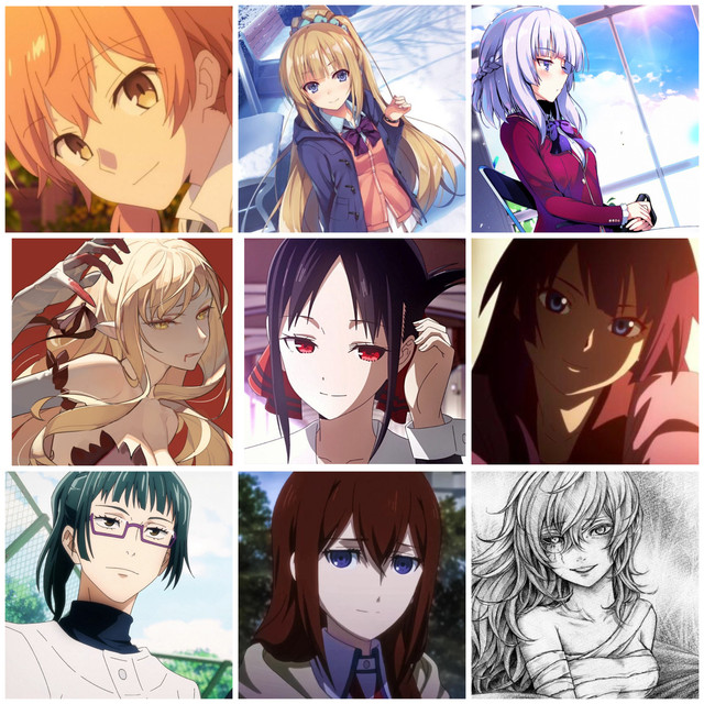 Rate my 3x3 of my favorite female characters : r/MyAnimeList