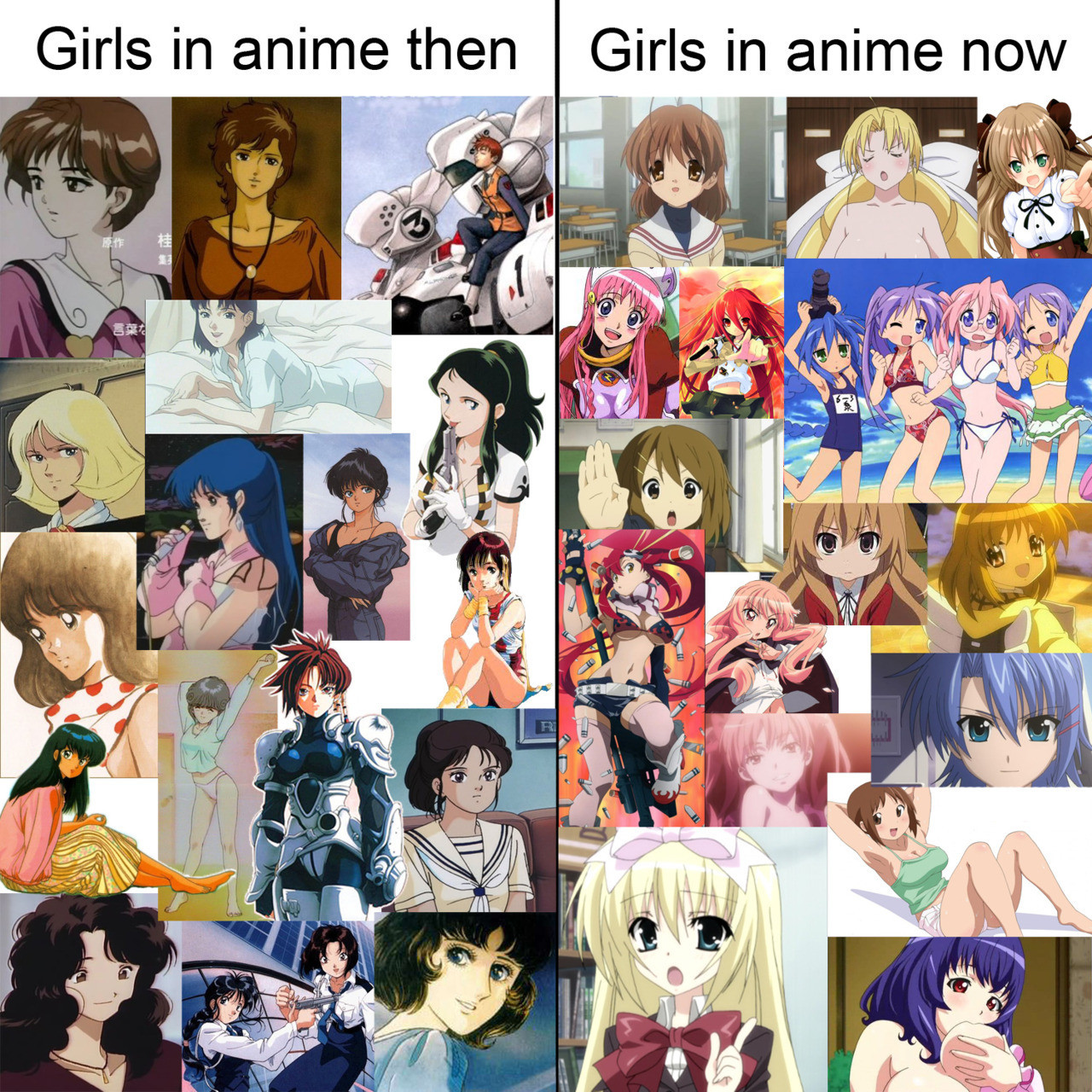 Differences between Anime Gura from 80's/90's to 2010's/2020's