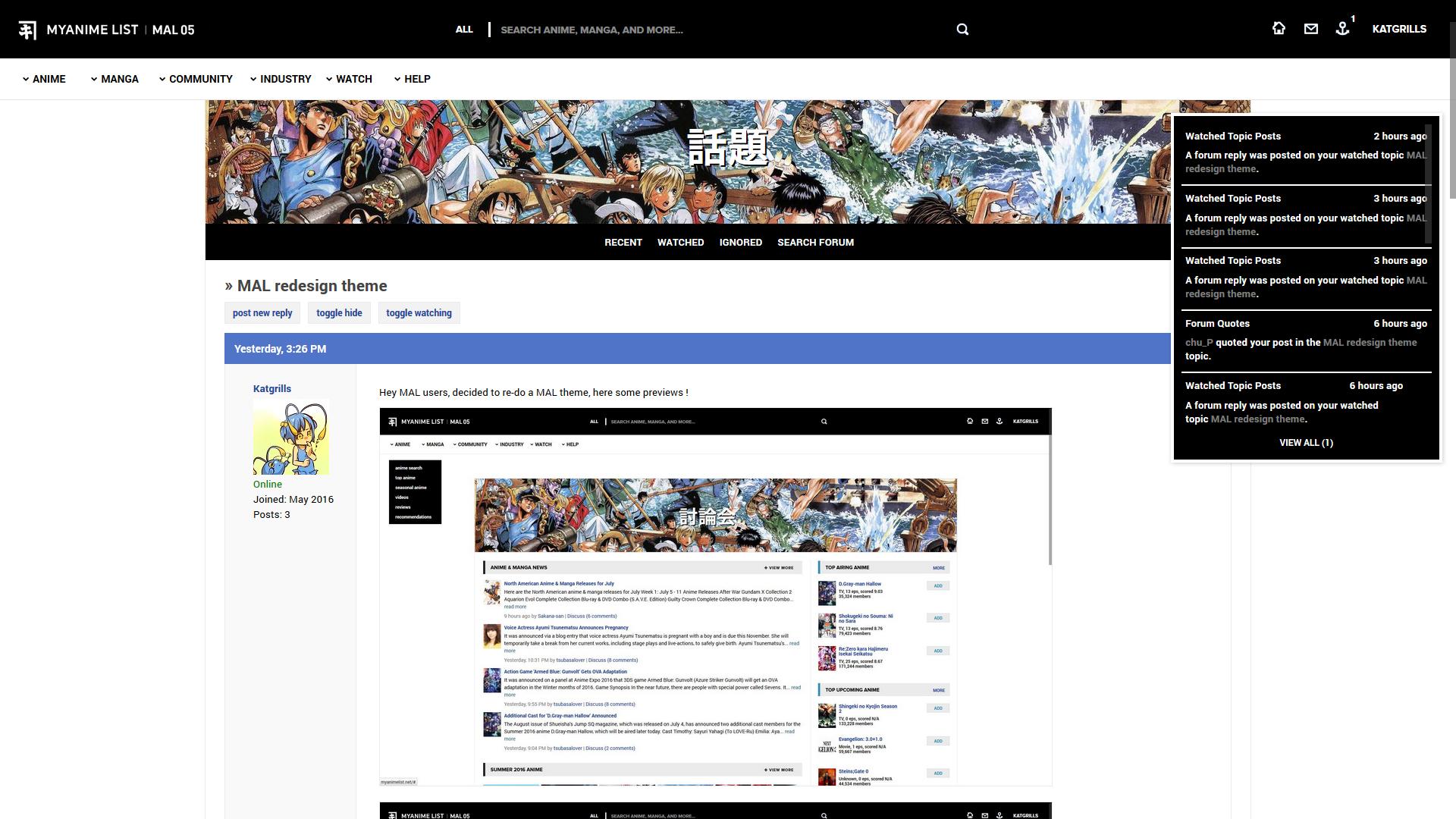 MAL redesign theme - Forums - MyAnimeList.net