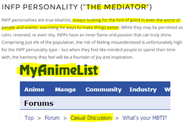 The Myers-Briggs Personality Test Topic! - Chit Chat - Anime Forums
