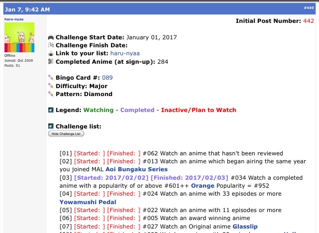 17 Anime Watching Challenge Sign Up 400 Forums Myanimelist Net