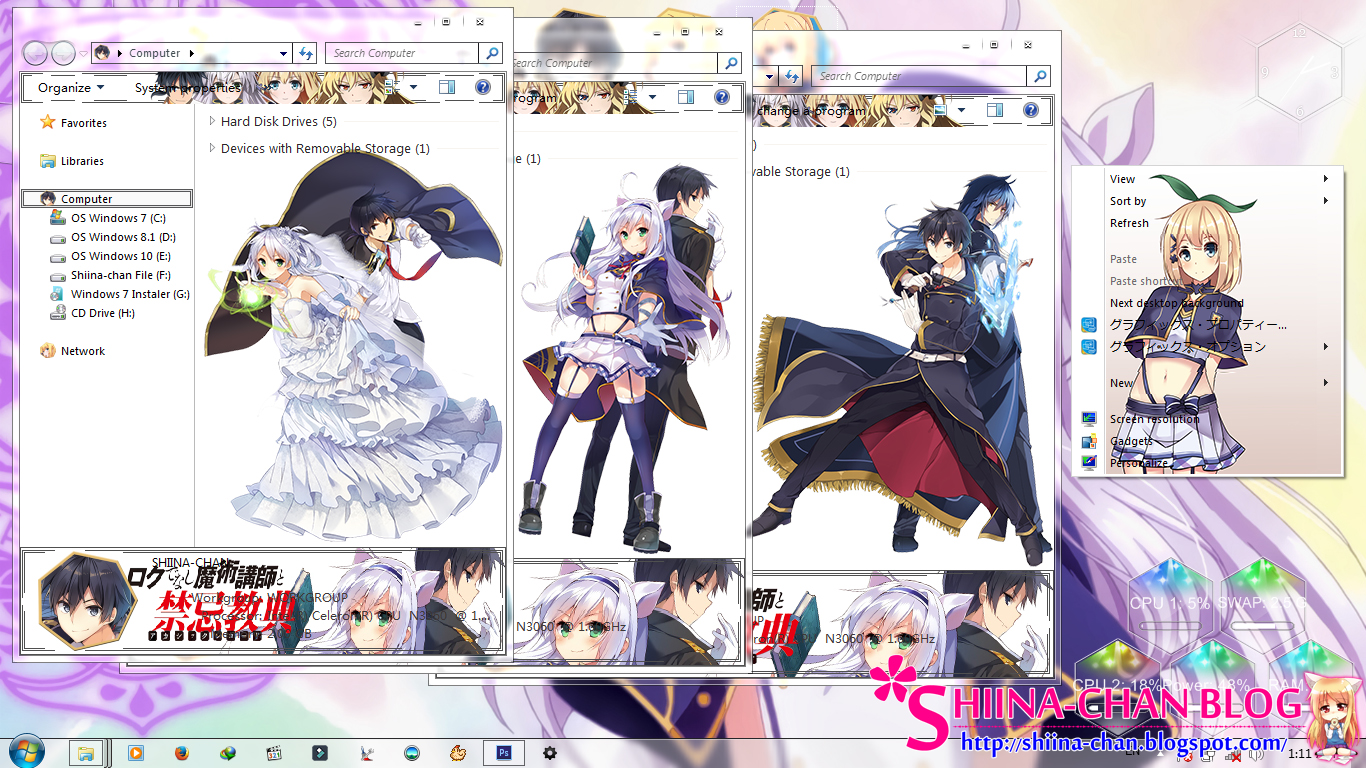 windows 7 desktop themes anime
