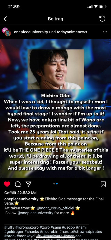 Oda's message for the final Saga - Forums - MyAnimeList.net