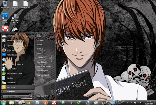 Theme Win 7] L - Death Note By Bashkara - Anime Skin