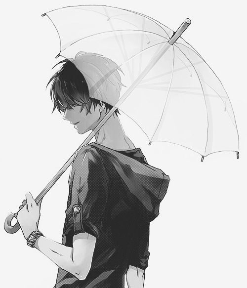 Solitary Anime Boy - black and white anime boy profile picture