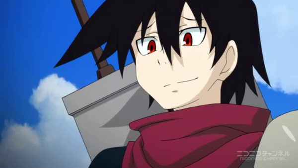 anime guy with red and black hair