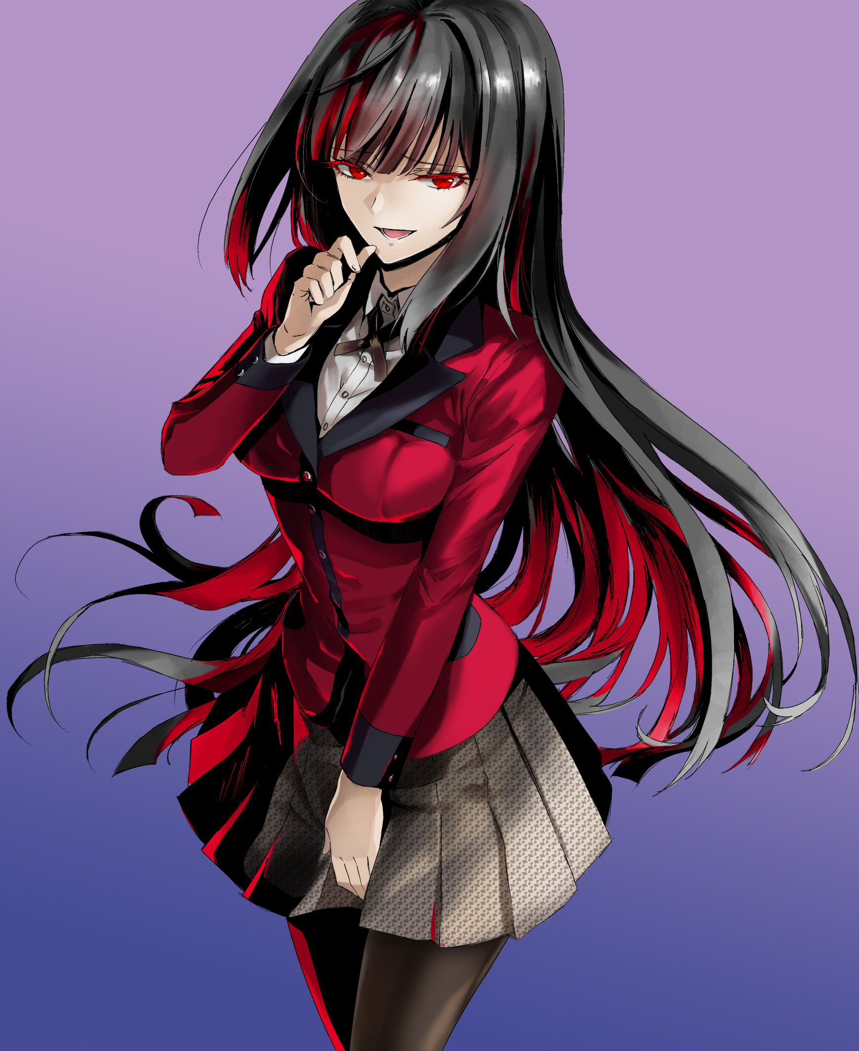 Anime Girl With Long Black Hair And Red Eyes